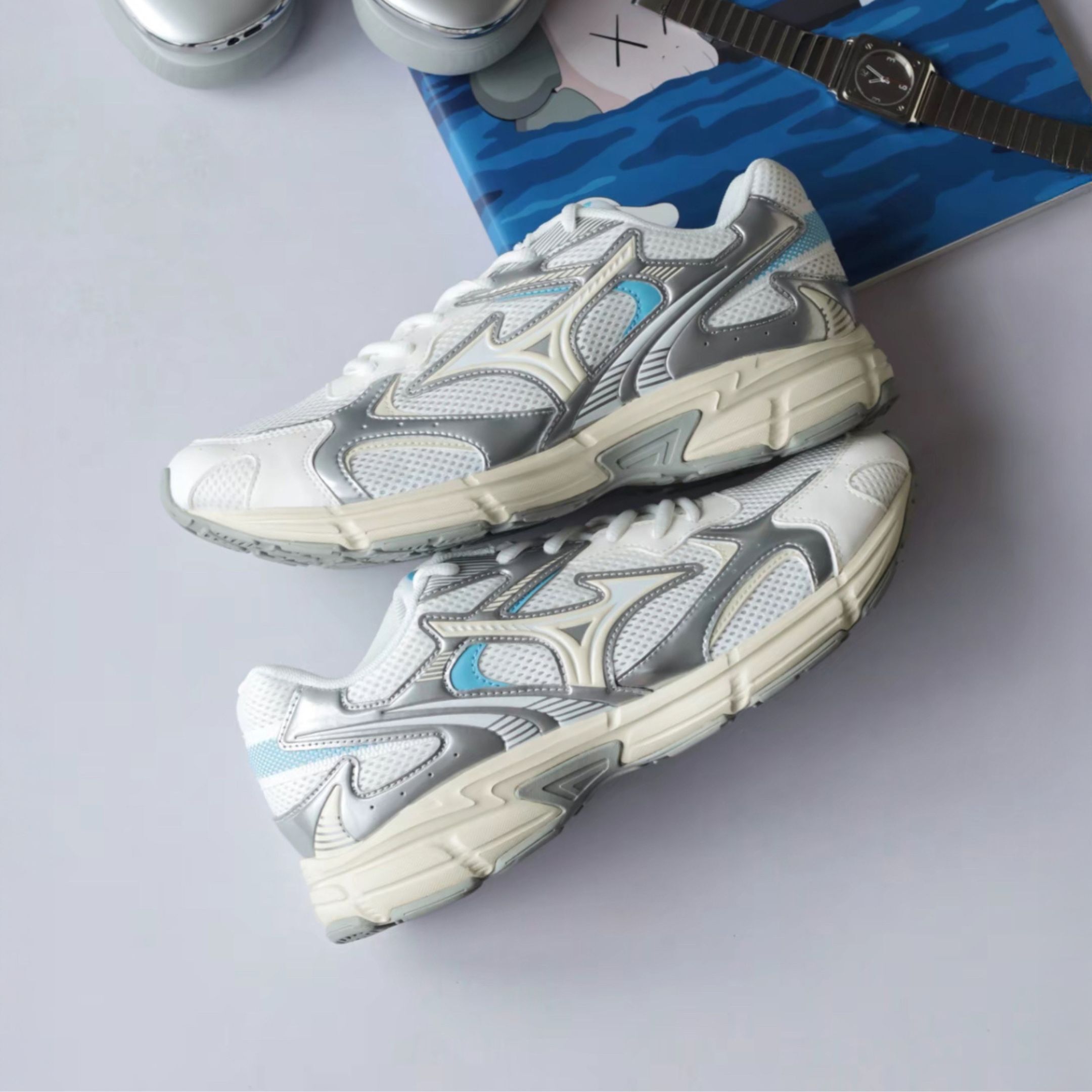 NICEDAY 代購 Mizuno Speed 2K 白 銀 藍 水藍 復古 奶油底 白銀 銀白 D1GH222918