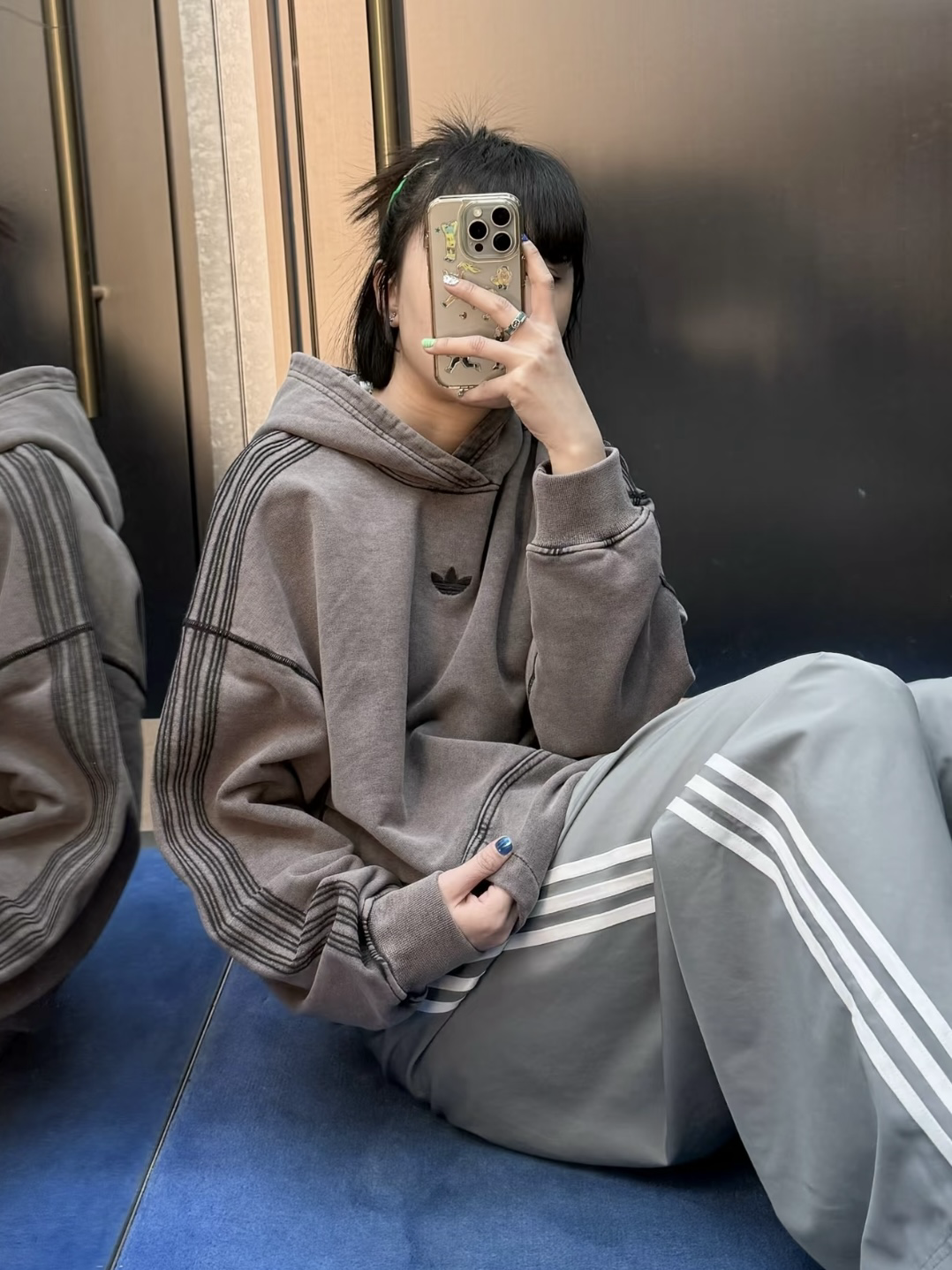 Adidas Originals 水洗 做舊 帽T 深灰 JD0245