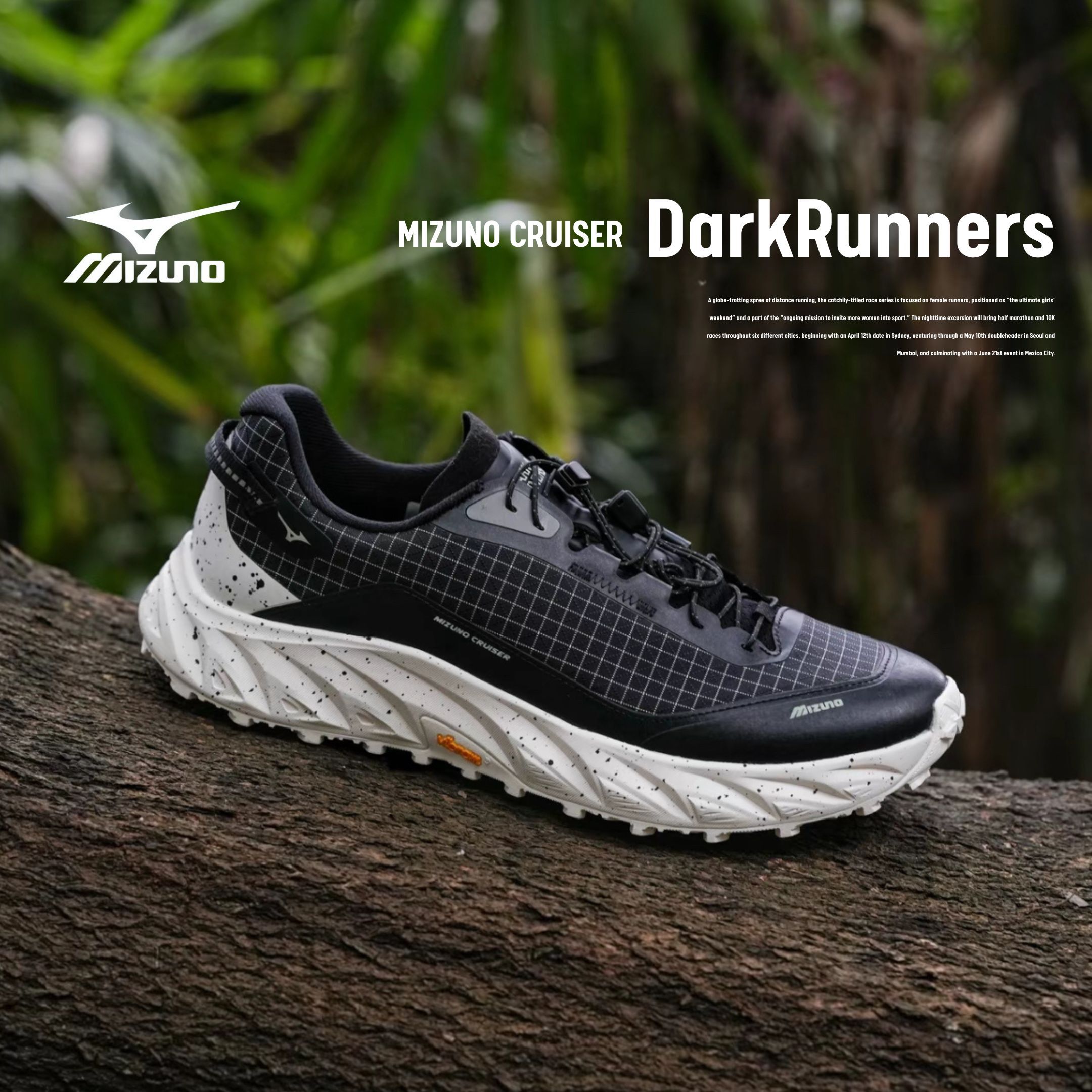 NICEDAY 代購 Mizuno CRUISER x DarkRunners 聯名 跑鞋 越野 機能 慢跑 黑白 黑 D1GH251811