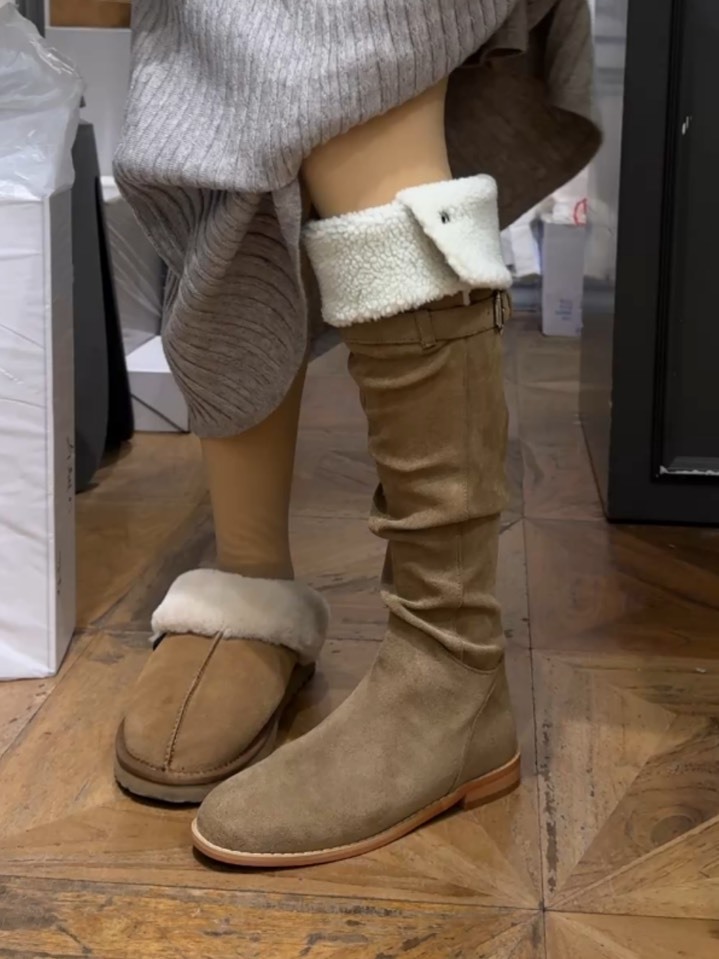 韓國 羊羔毛小腿靴子 三色