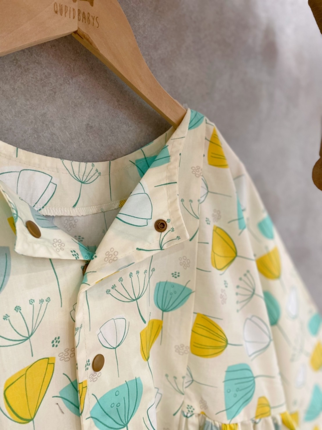 agf黃藍風鈴花 媽咪日系長袖洋裝