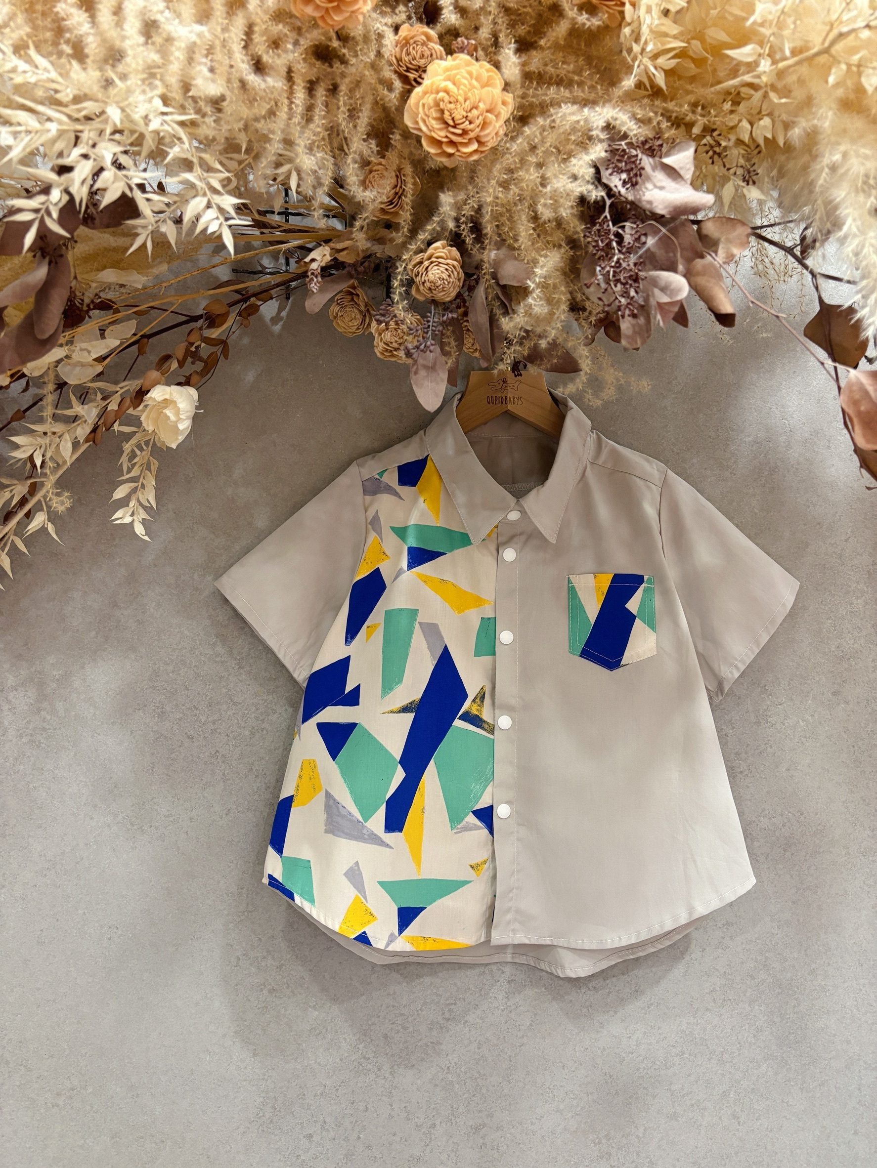 三角幾何 短袖襯衫（120）