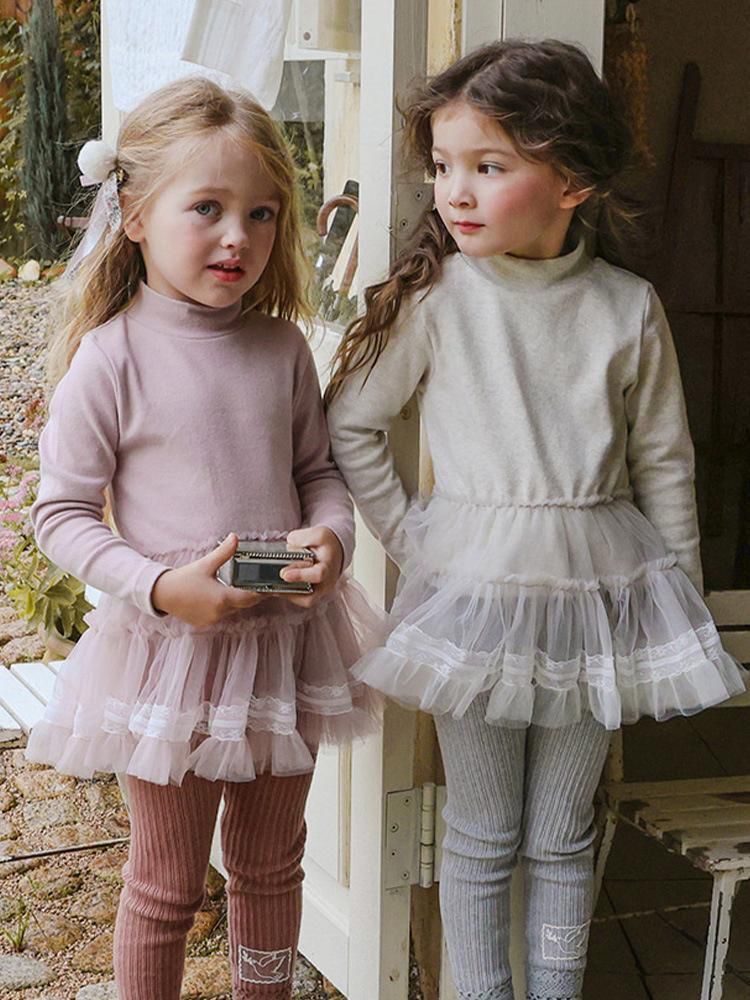 韓系 女童蕾絲網紗公主加絨裙