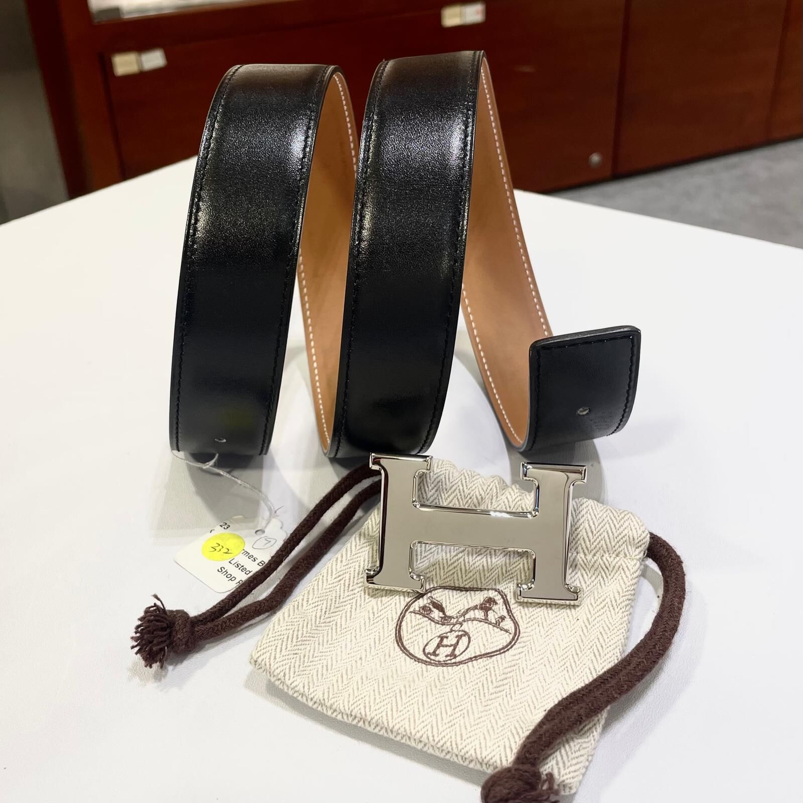 本月特價!!! 全新愛馬士皮帶,85碼, 32mm, 黑色/金棕色SWIFT, 雙面腰帶, 銀色H扣, HERMES BELT #BRAND NEW #香榭站正品