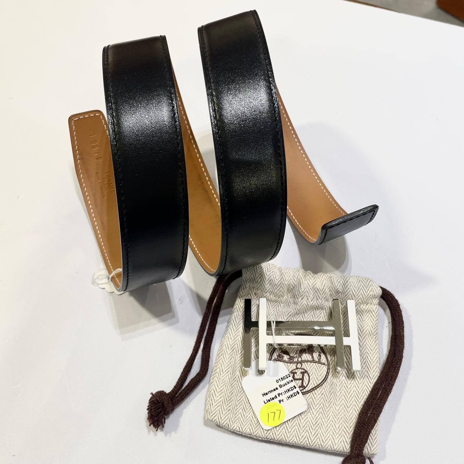 本月特價!!! 全新愛馬士皮帶 85碼, 32mm, 黑色/金棕色SWIFT, 雙面腰帶, 雙層銀色H扣, HERMES BELT #BRAND NEW #香榭站正品