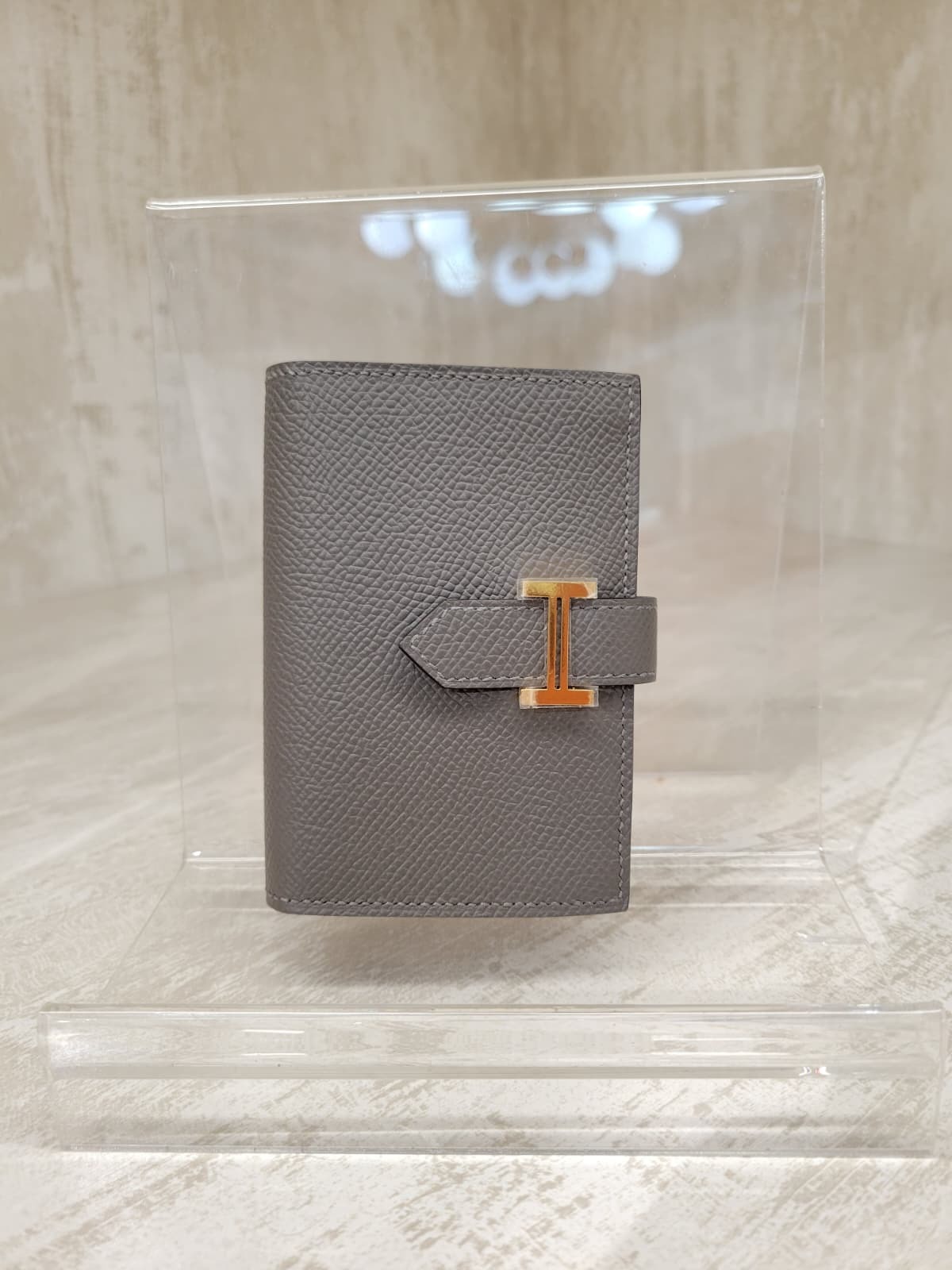 Hermes mini bearn 0L  gris Meyer card holder CC (CARDS ONLY) 積雨雲灰金扣(兩邊卡)