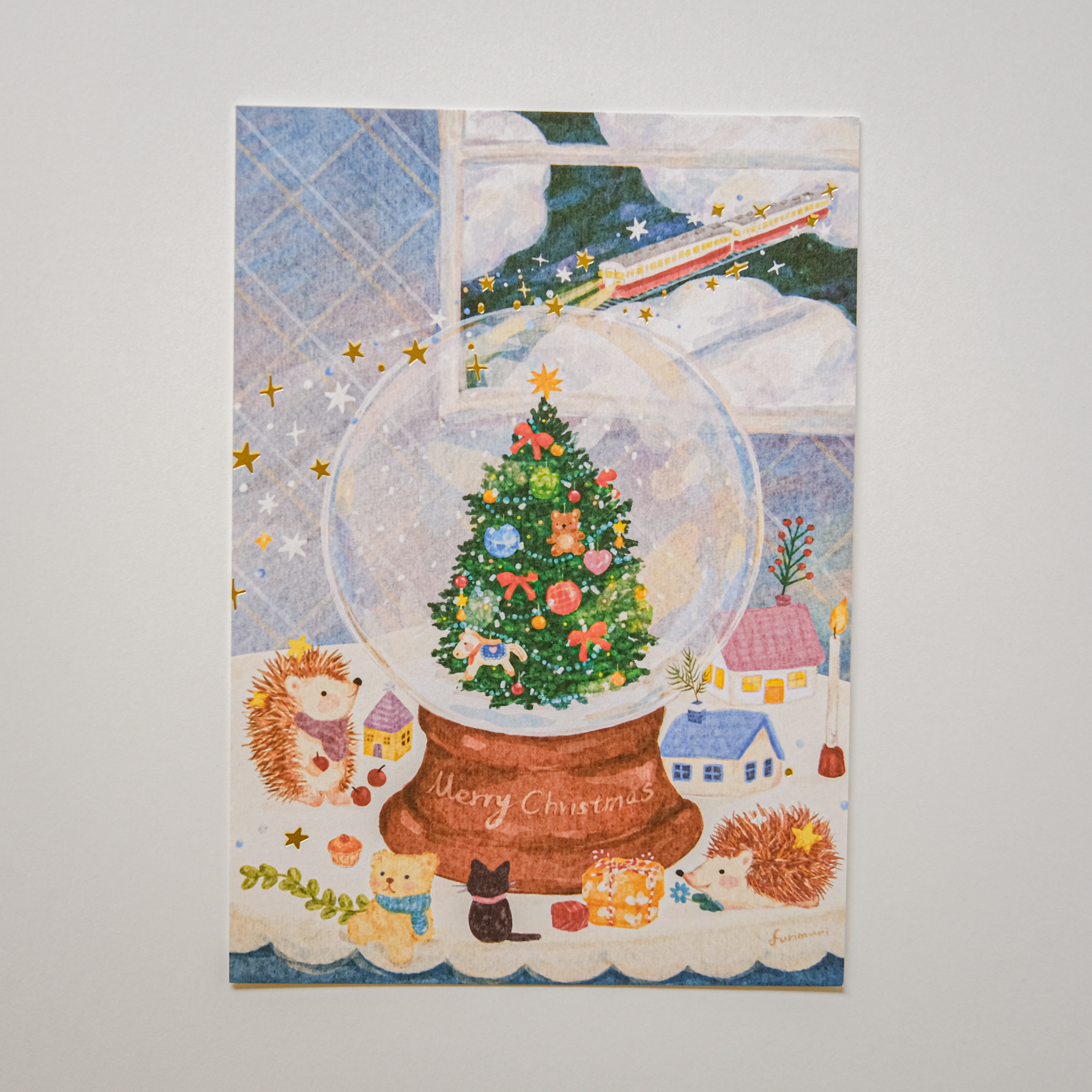小刺蝟的聖誕夜 燙金明信片｜毛乖畫鹿 Furimuri 台灣
