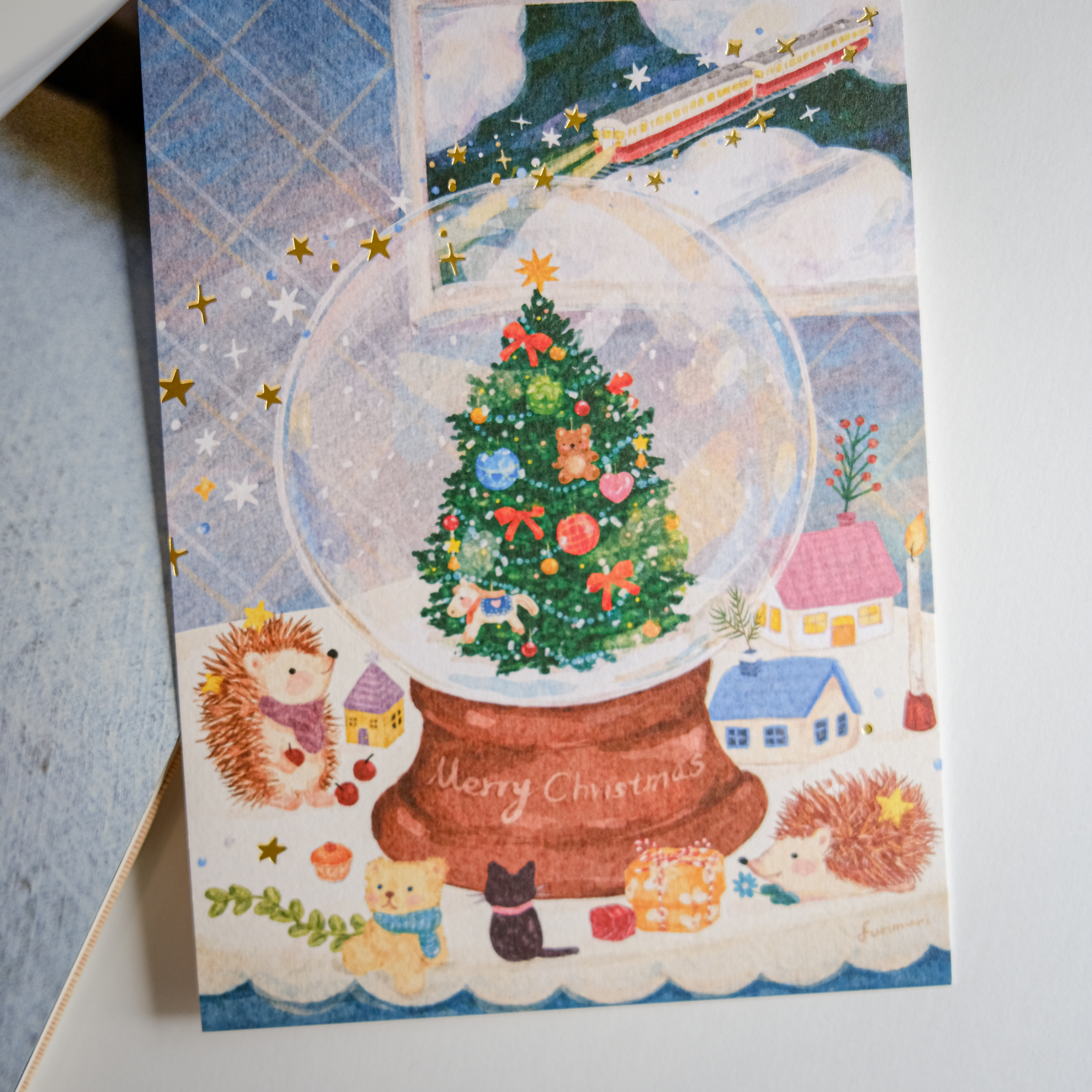 小刺蝟的聖誕夜 燙金明信片｜毛乖畫鹿 Furimuri 台灣