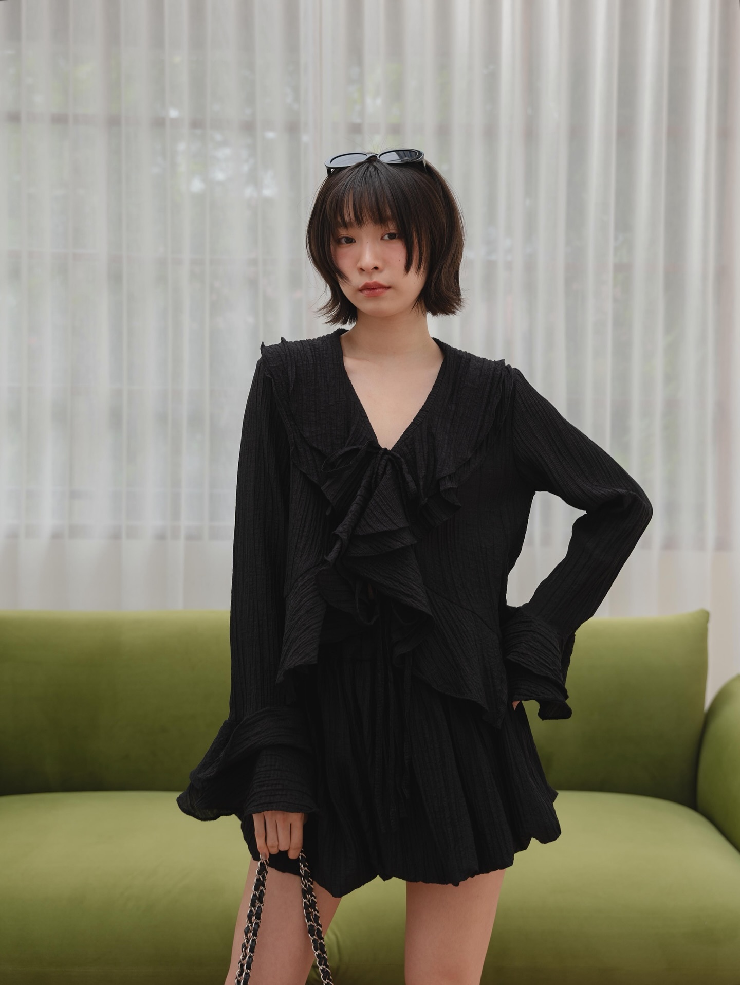 Kimmame - Penelope Set 荷葉邊襯衫＋氣球裙