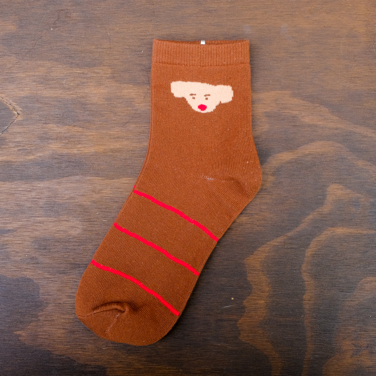 miii｜襪子｜棕色小狗