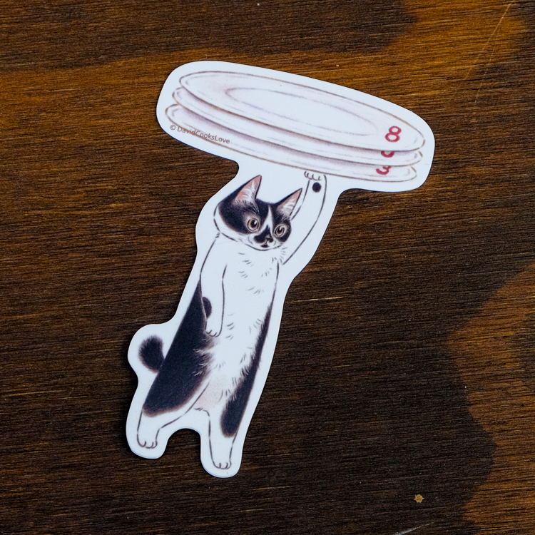 補補貓‧大衛煮愛｜防水貼紙Ｍ｜盤子貓