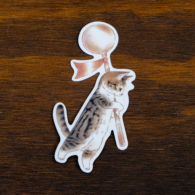 補補貓‧大衛煮愛｜防水貼紙Ｍ｜湯匙貓