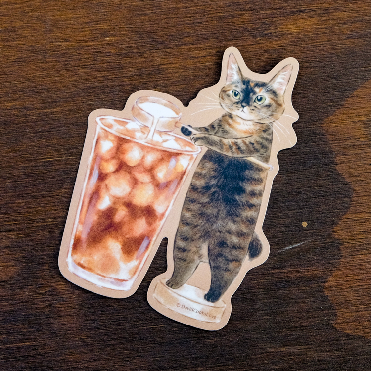 補補貓‧大衛煮愛｜防水貼紙L｜玳瑁拿鐵