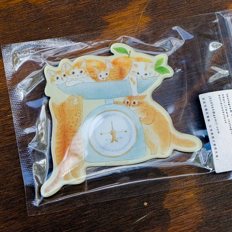 補補貓‧大衛煮愛｜壓克力吸鐵｜橘貓磅秤