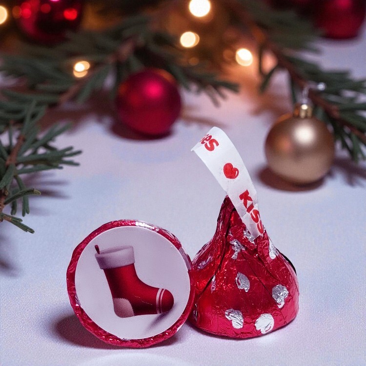 單顆美國賀喜巧克力聖誕節,Single Hershey's Kiss Christmas Chocolate