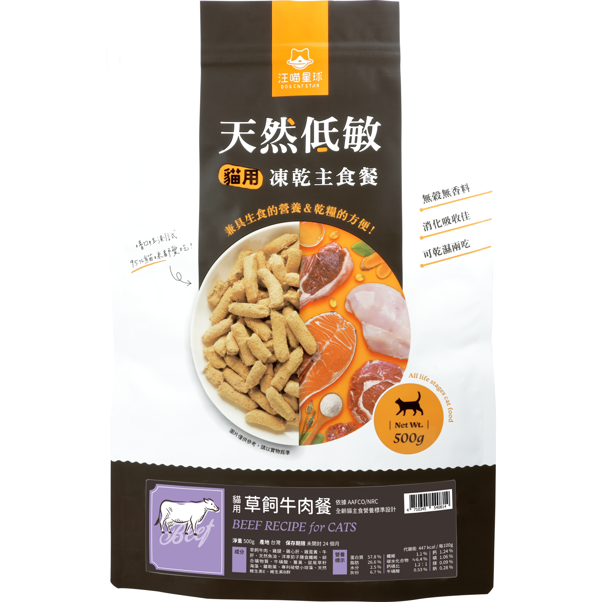 汪喵星球 – 冷凍脫水生肉貓糧 (紐西蘭草飼牛) 500g