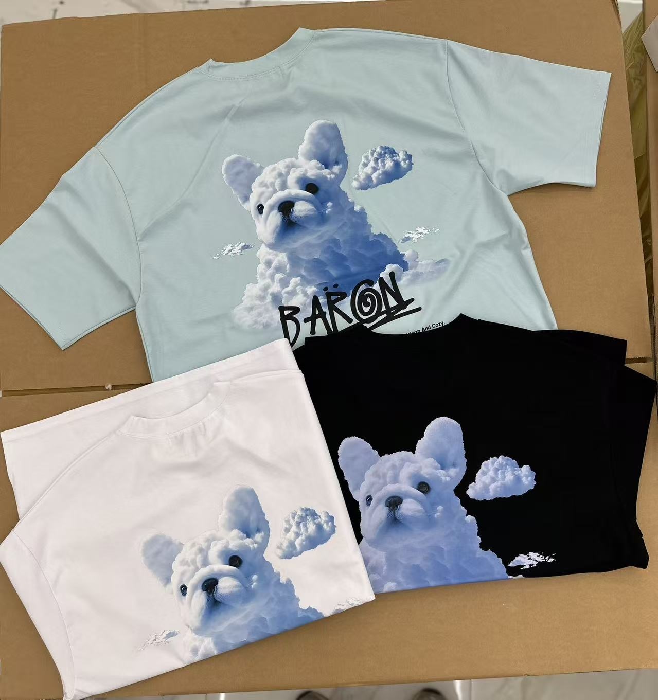 🇰🇷 韓國 BARON 雲朵法斗趣味時尚T-Shirts （K11 BA784）