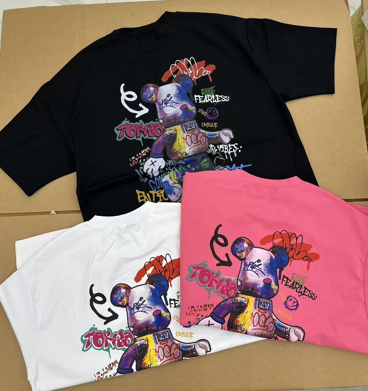 🇰🇷 韓國BARON噴漆塗鴉玩具熊印花休閒T-Shirts（K11 BA785）