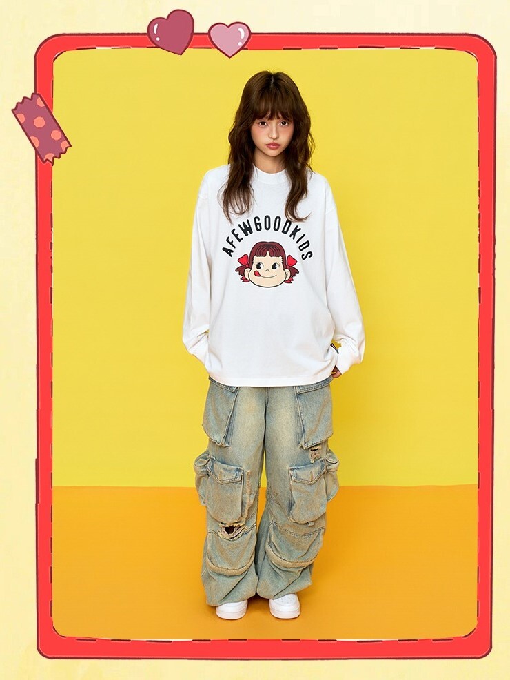AFGK x 不二家 大圖人物印花 寬鬆休閒 長袖T A FEW GOOD KIDS