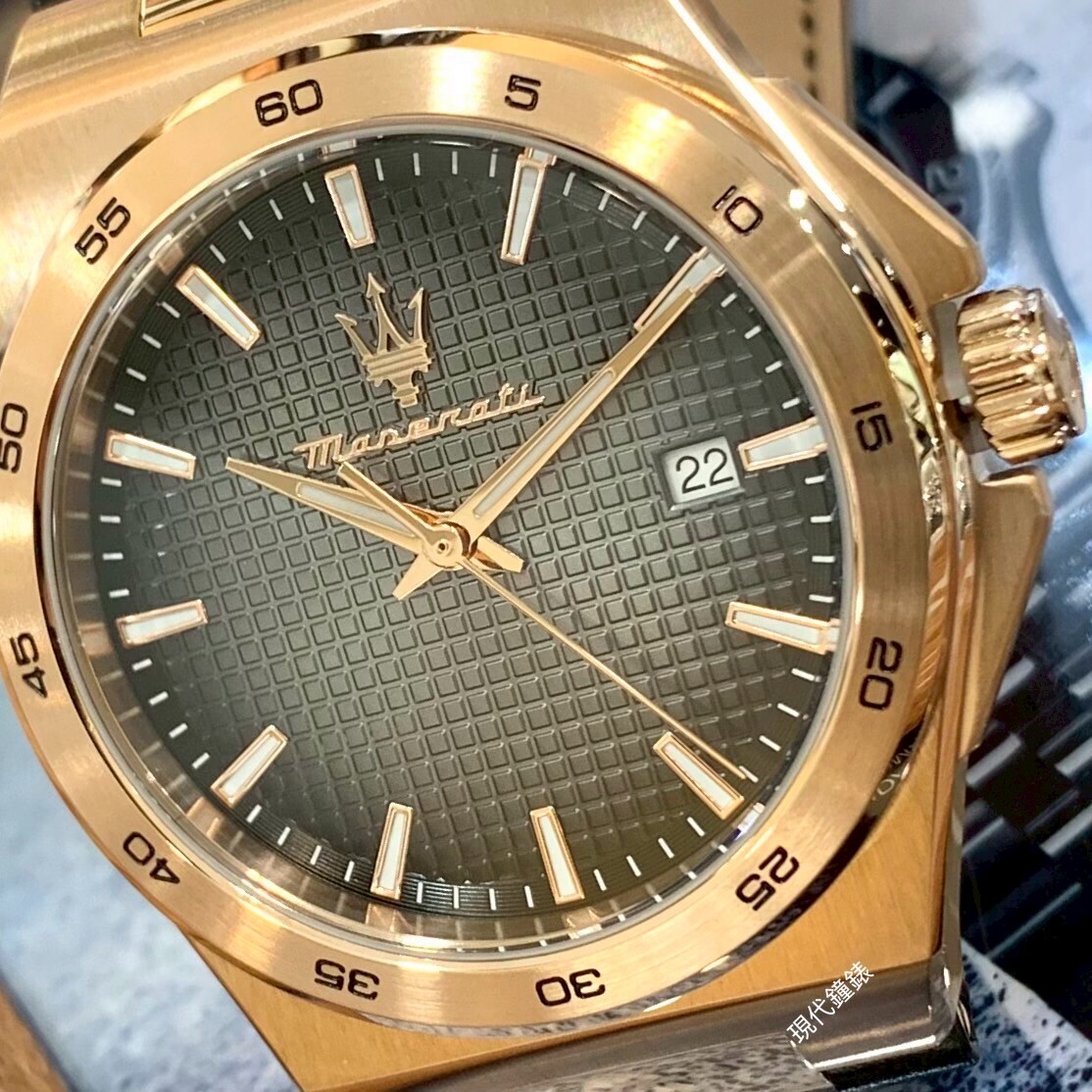 【Maserati 瑪莎拉蒂】玫瑰金框小牛皮石英錶R8851153001 40mm 現代鐘錶