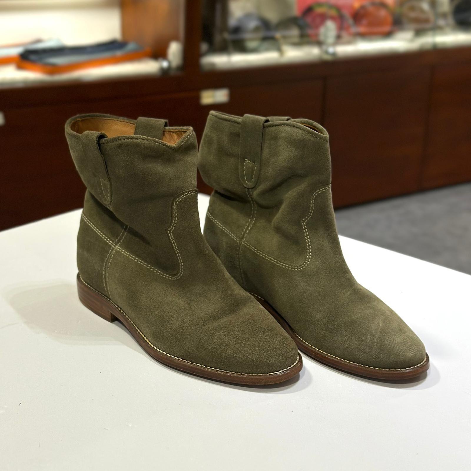 只有35碼~全球最低價!!! 全新ISABEL MARANT ANKLE BOOTS 洗水綠麂皮, 伊莎貝爾·瑪蘭 短靴 #BRAND NEW #香榭站正品