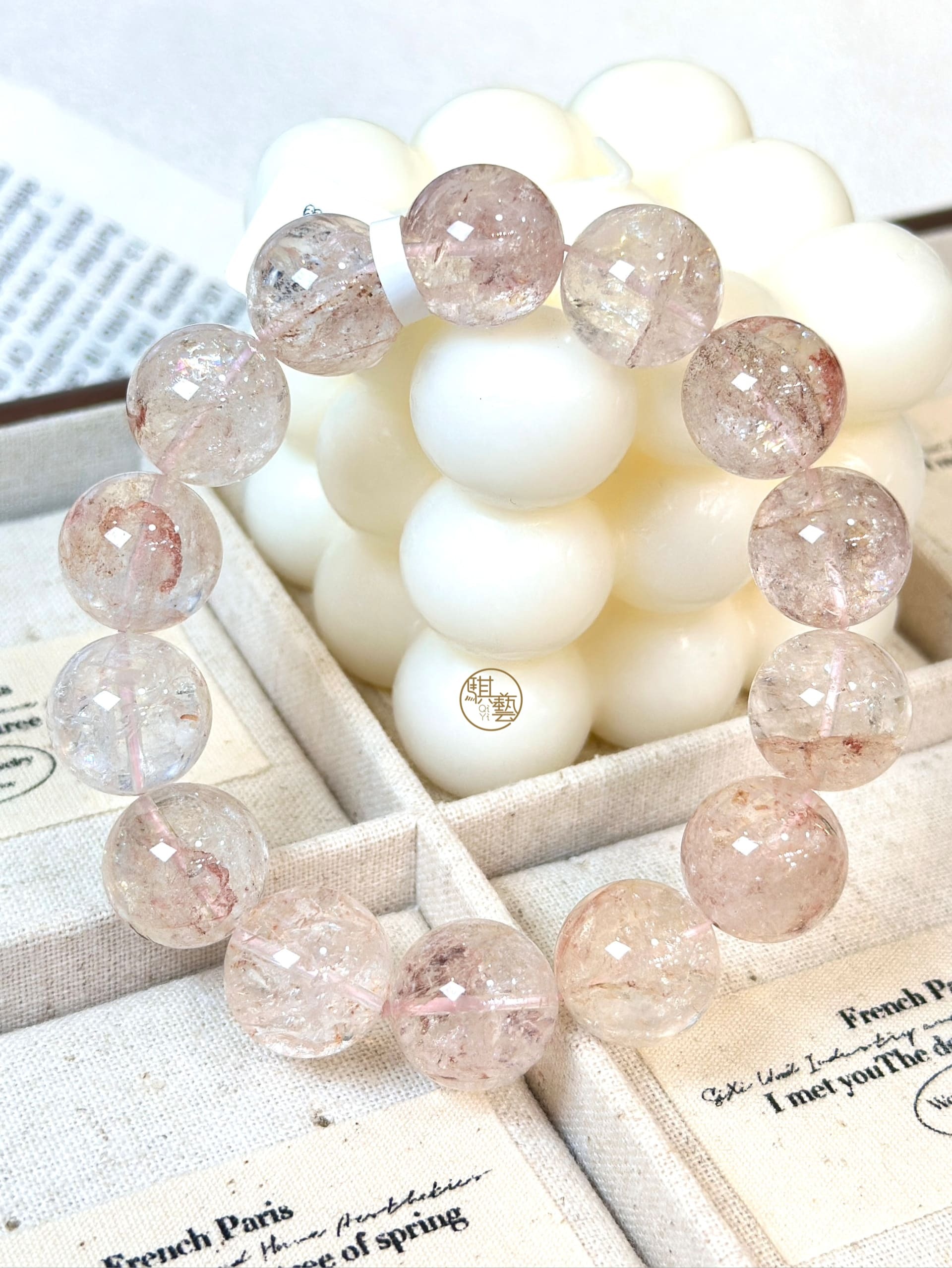 粉雷姆利亞手串｜心輪療癒・古老智慧之石（15mm+）