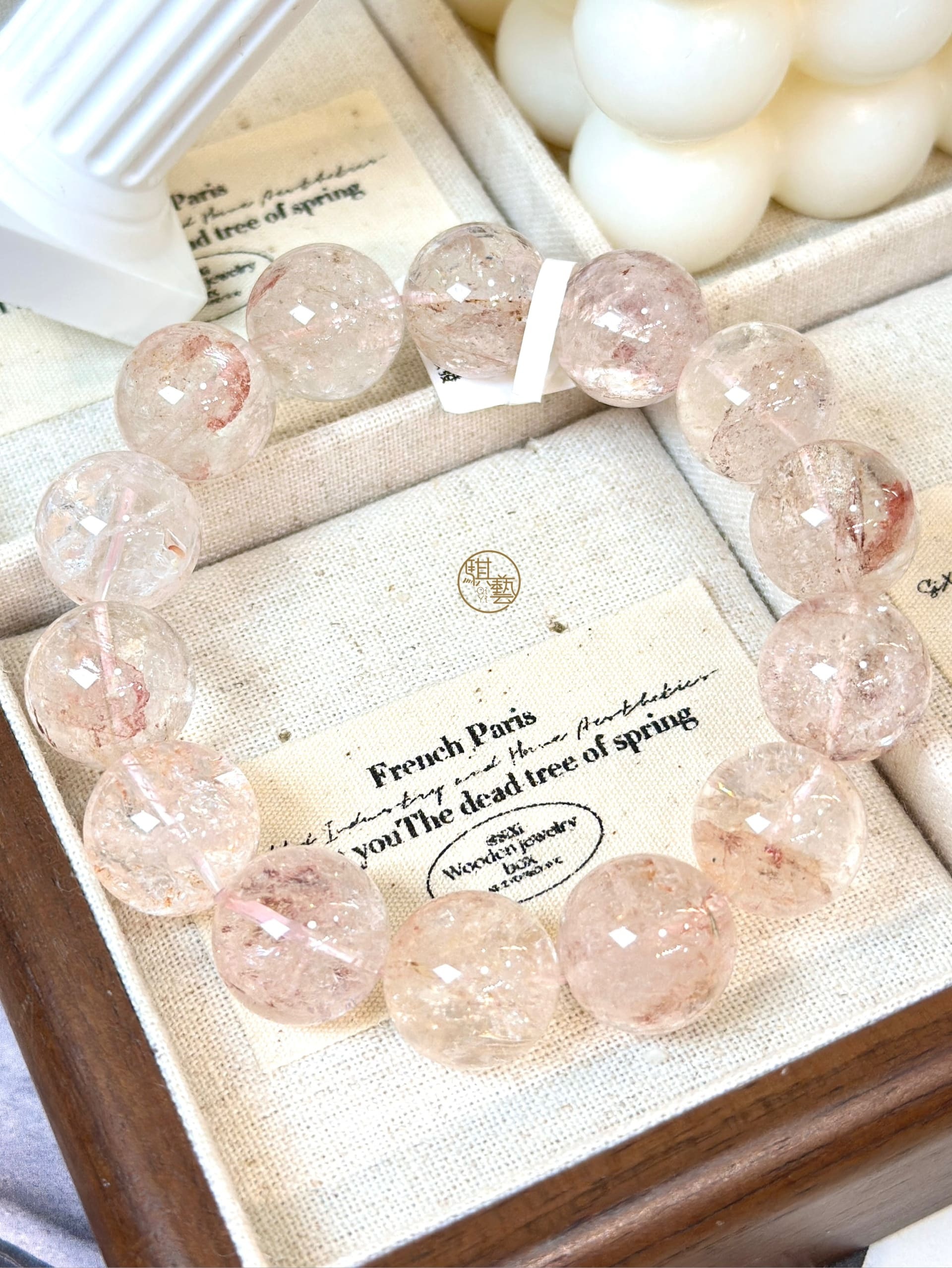 粉雷姆利亞手串｜心輪療癒・古老智慧之石（15mm+）