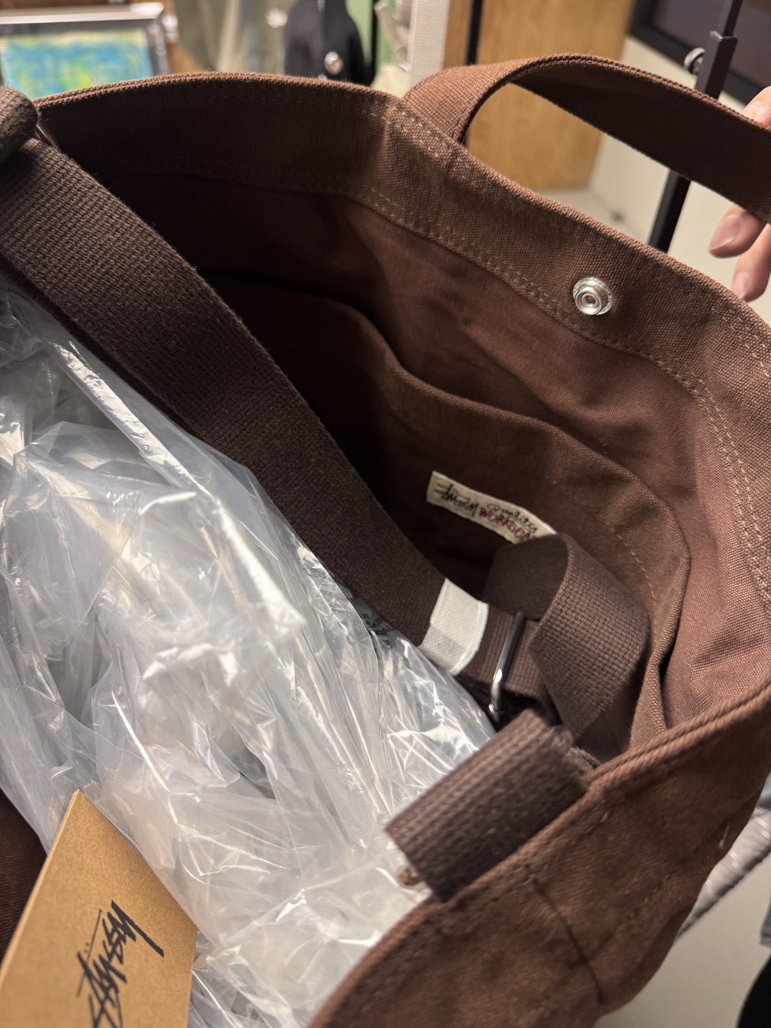 Stussy 小托特包 咖啡色