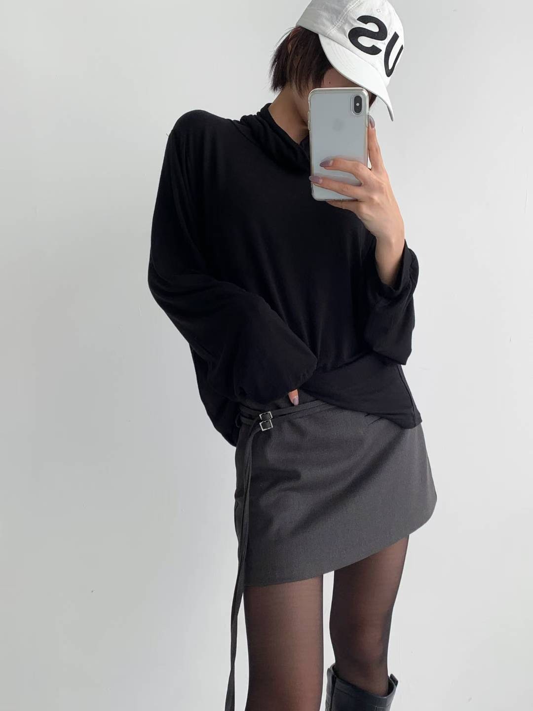 雙細腰帶短褲裙