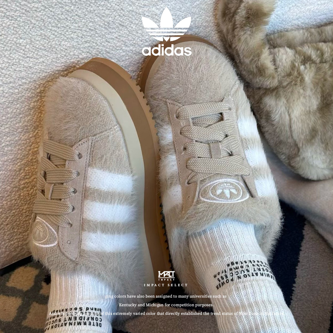 adidas originals  CAMPUS 肉鬆麵包 炸毛小貓 毛絨 拖鞋 JR6159