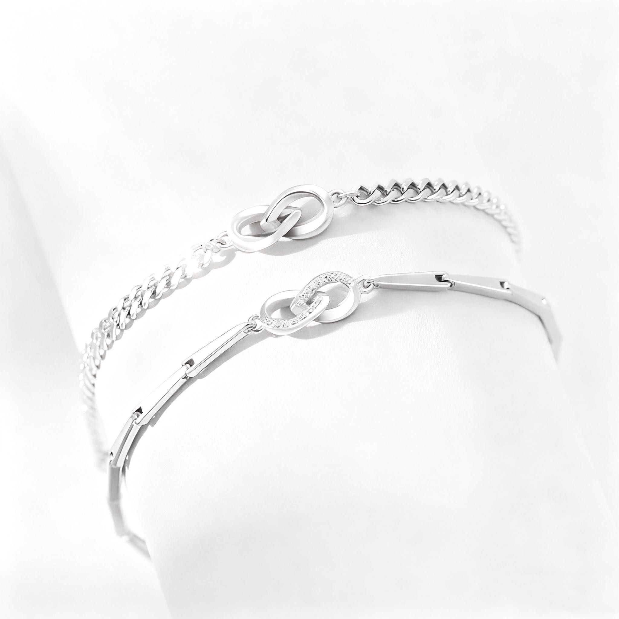 「恩愛相守」情侶手鏈 |  鍍銀 | 免費刻字