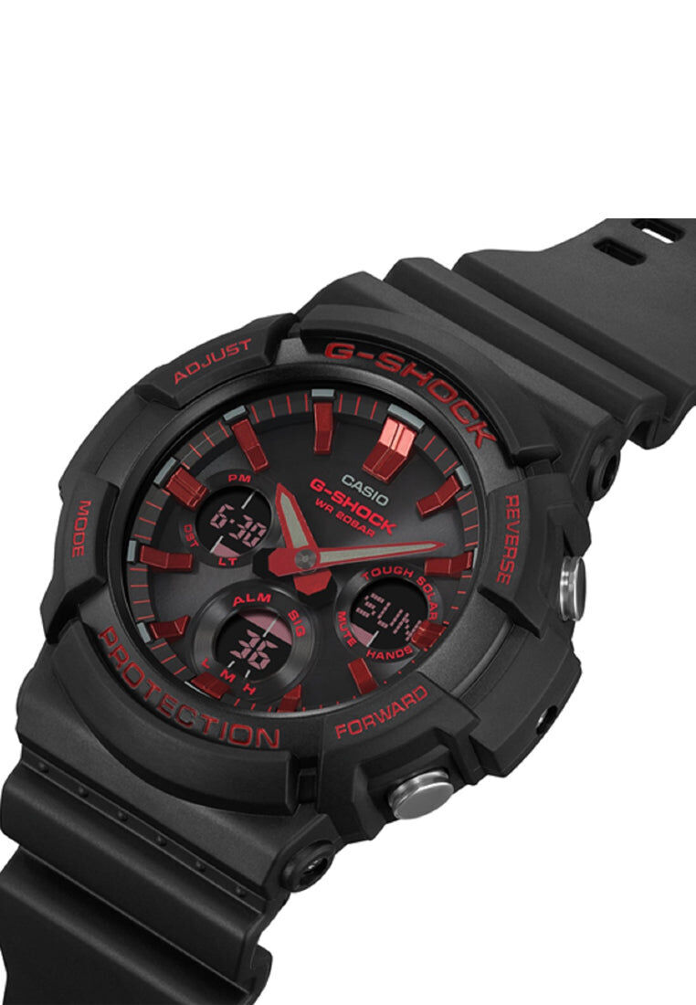 Casio G-Shock GAS-100BNR-1A 經典黑火焰紅 太陽能 手錶 (香港行貨)