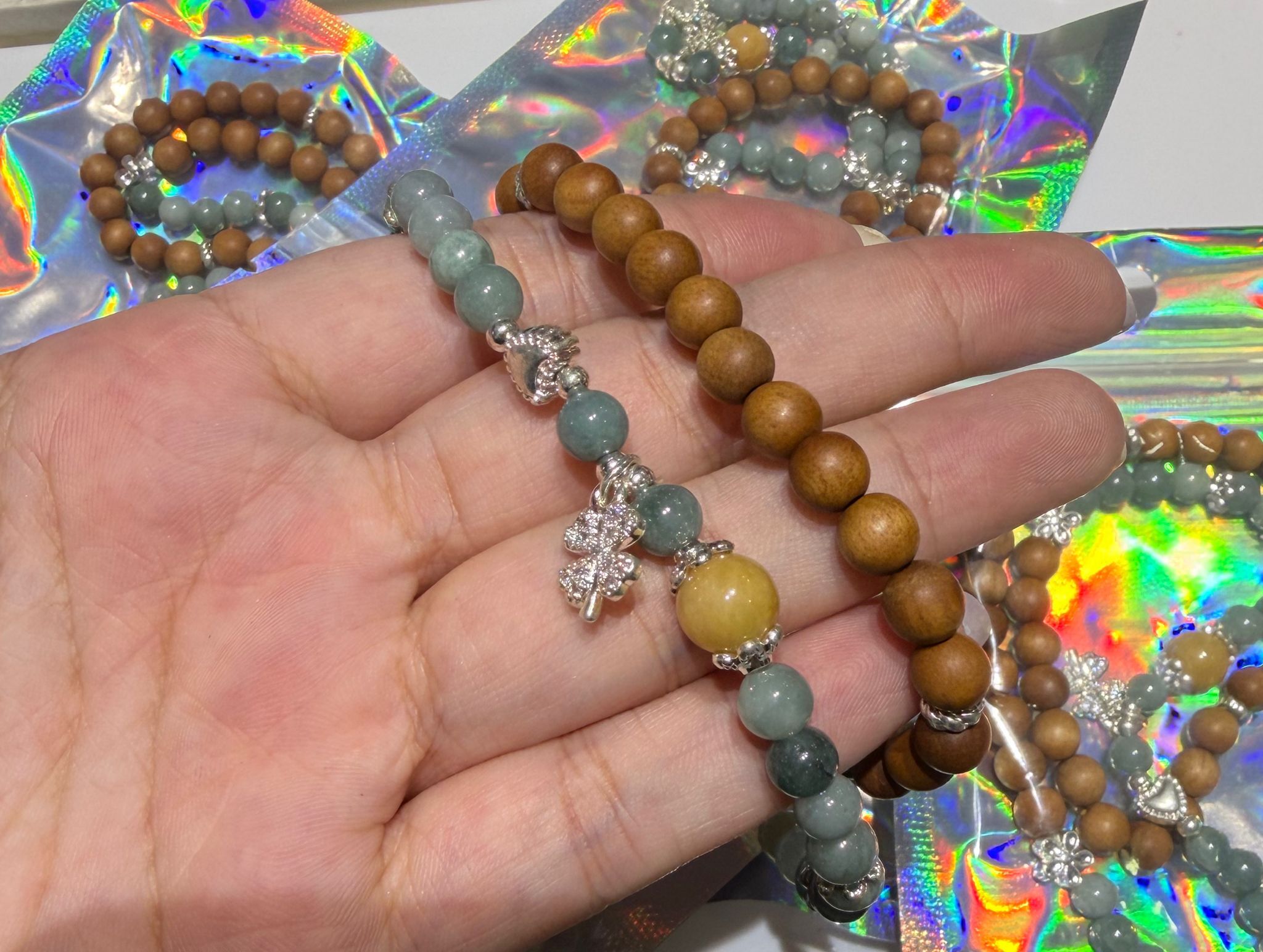 251115 -C17 6mm+老山檀xA貨翡翠雙圈手串