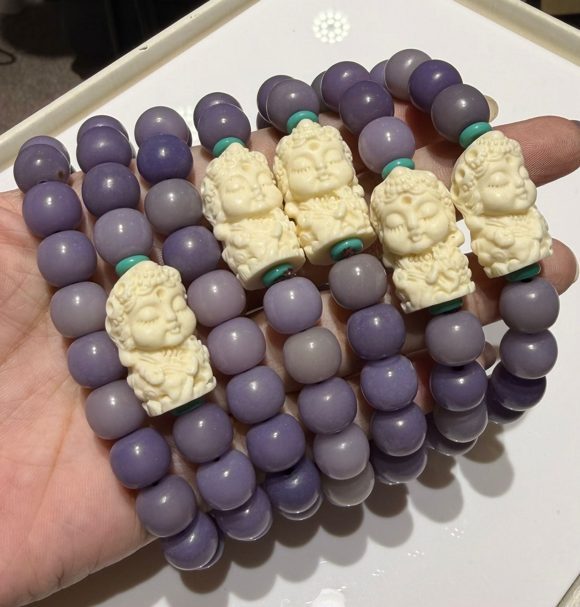 251115 -C25 10mm+紫菩提老型珠綠度母象牙果設計款手串