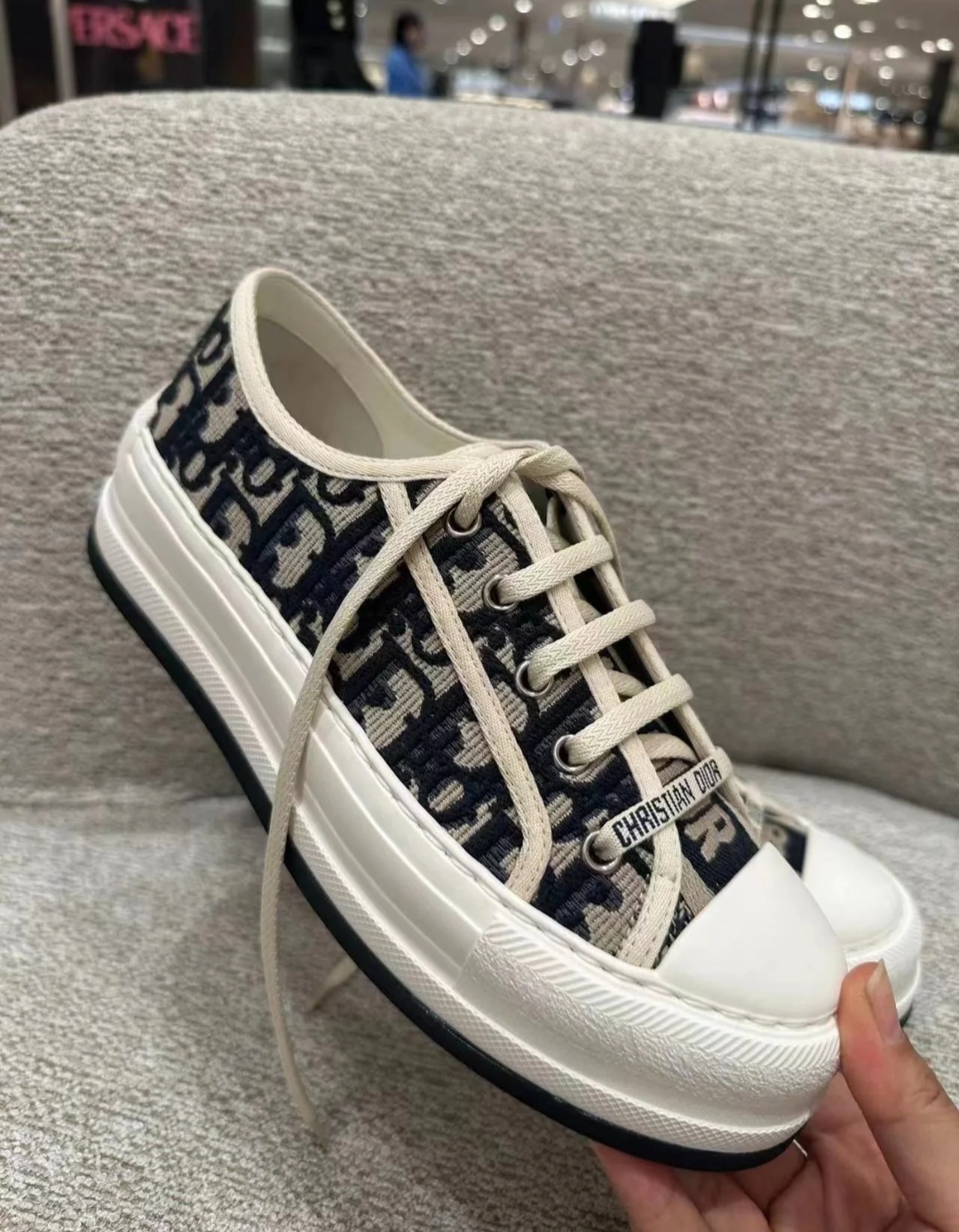 DIOR 深色刺繡厚底 女款 休閑鞋