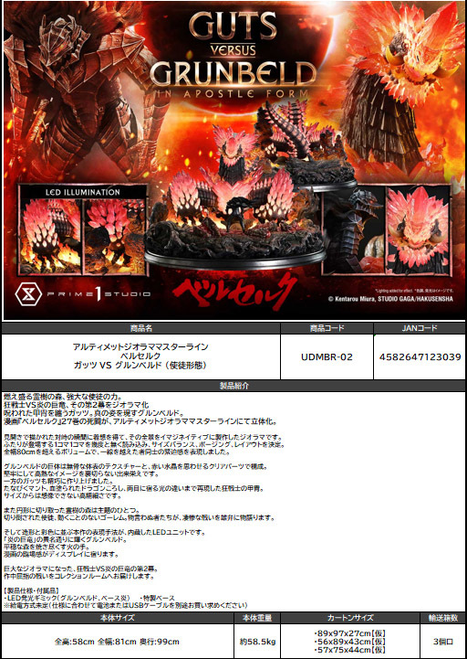 「ACG.GO」「預購」日版 Prime 1 Studio Ultimate Diorama Masterline "Berserk" Guts VS Grunbeld (In Apostle Form)