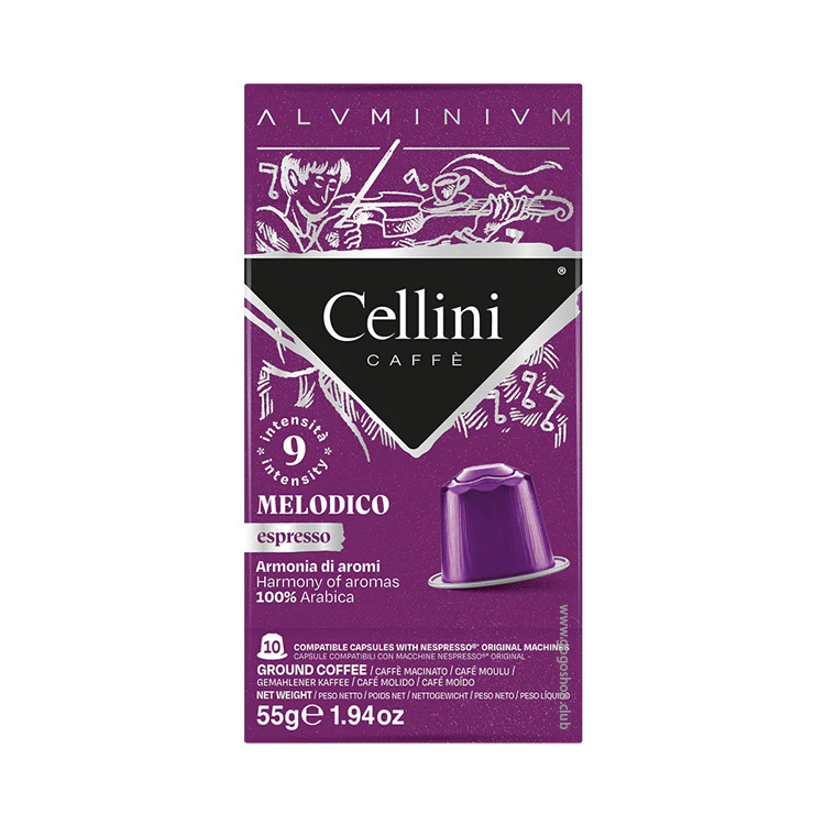 Cellini Melodico Espresso 咖啡膠囊 (10 粒裝) 深度烘焙 - 兼容 Nespresso