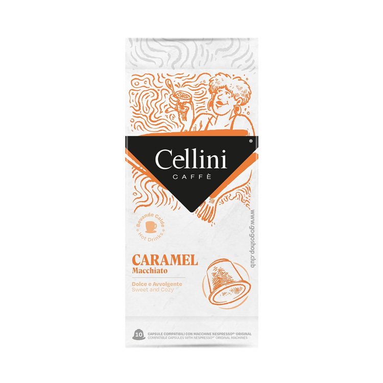 Cellini 焦糖 Macchiato 咖啡膠囊 (10 粒裝) 深度烘焙 - 兼容 Nespresso