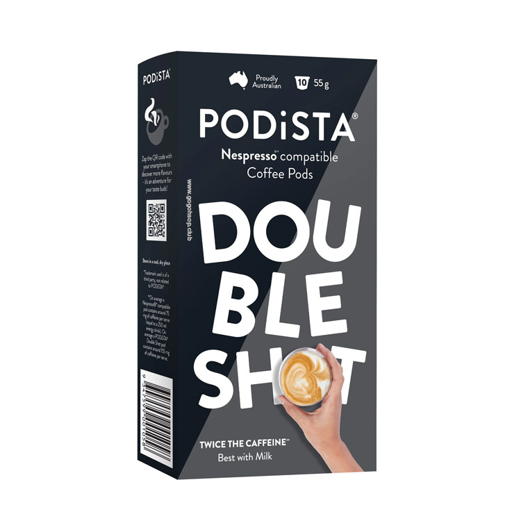 PODiSTA Double Shot 超濃雙份意式咖啡膠囊 (10粒裝）深度烘焙 - 兼容 Nespresso