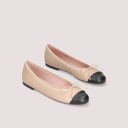 1PB0109-015 [PRETTY BALLERINAS] Nicole Beige Leather Ballet Flats #50320_005 (BR)