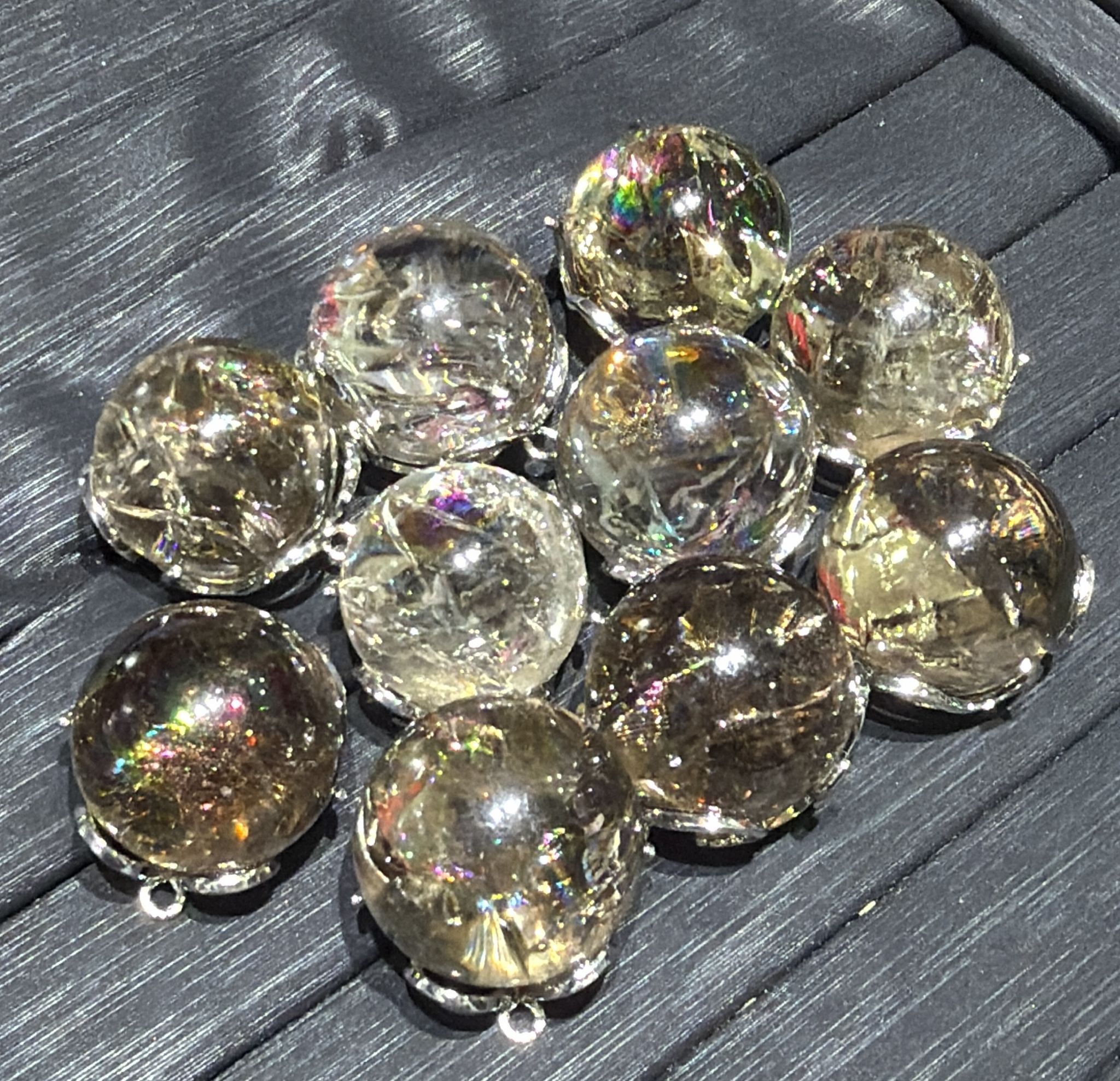 251115 - C86 茶阿賽水晶球雙耳吊咀1粒