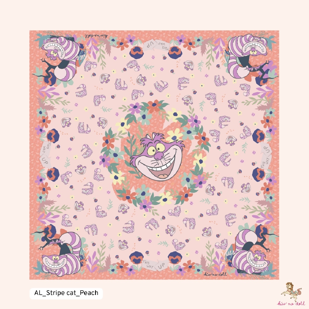 KISS ME DOLL - 真絲絲巾 ( STRIPE CAT)