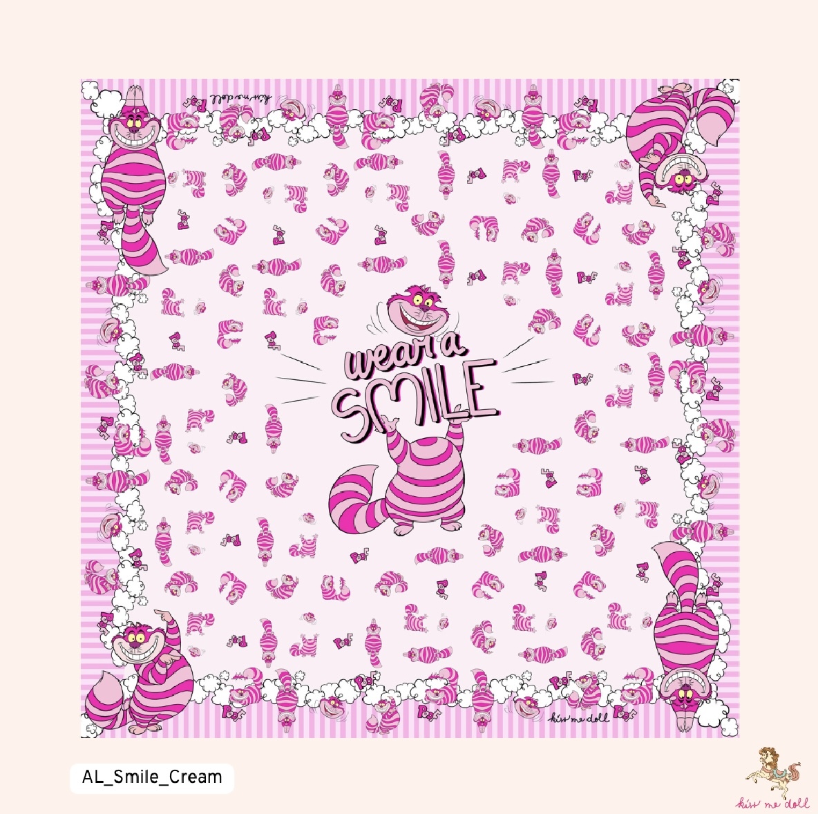 KISS ME DOLL - 真絲絲巾 ( STRIPE CAT )