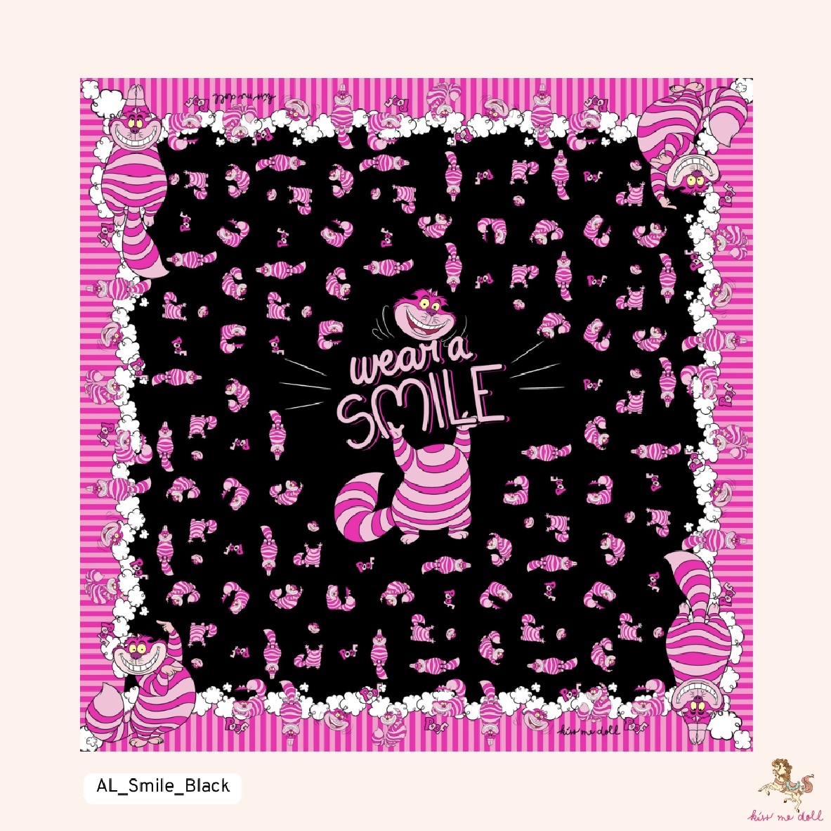 KISS ME DOLL - 真絲絲巾 ( STRIPE CAT )