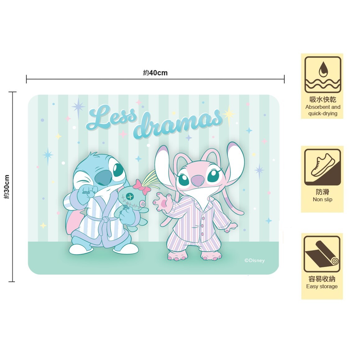 迪士尼史迪仔- 浴室吸水珪藻土地墊(軟墊)