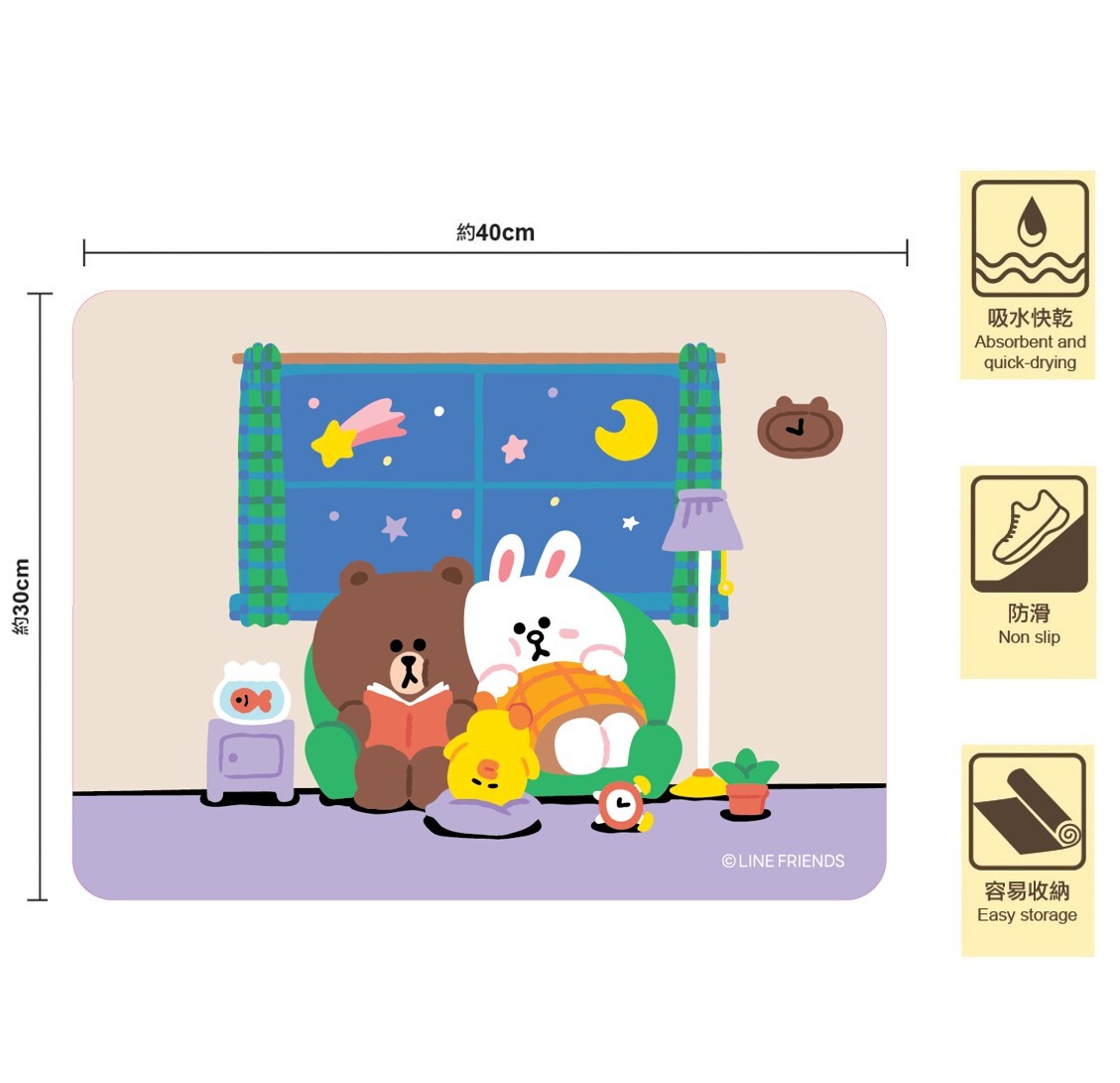 LINE FRIENDS| 浴室吸水珪藻土地墊(軟墊)