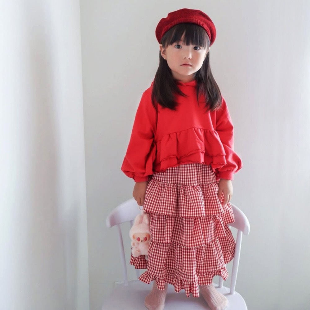 親子裝_紅色格子蛋糕裙