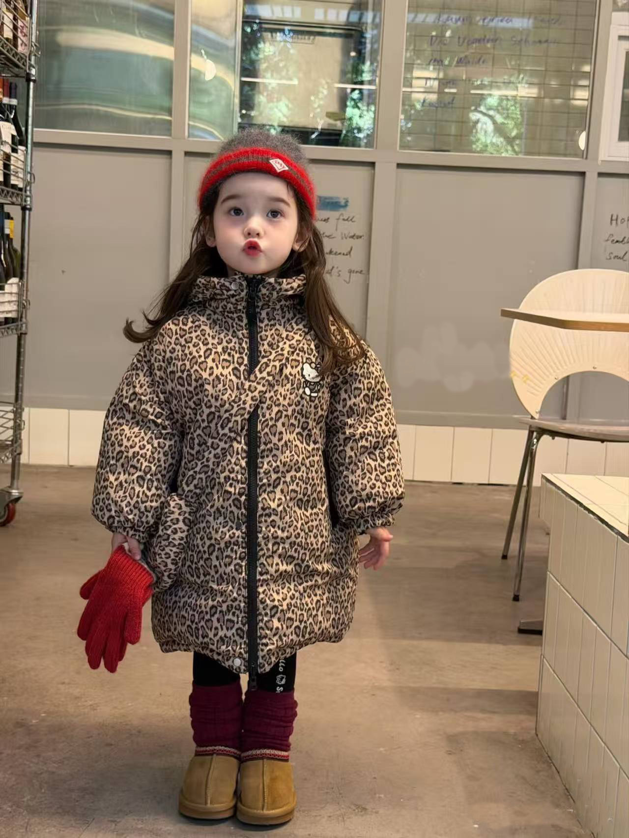 兩面穿豹紋羽絨棉外套