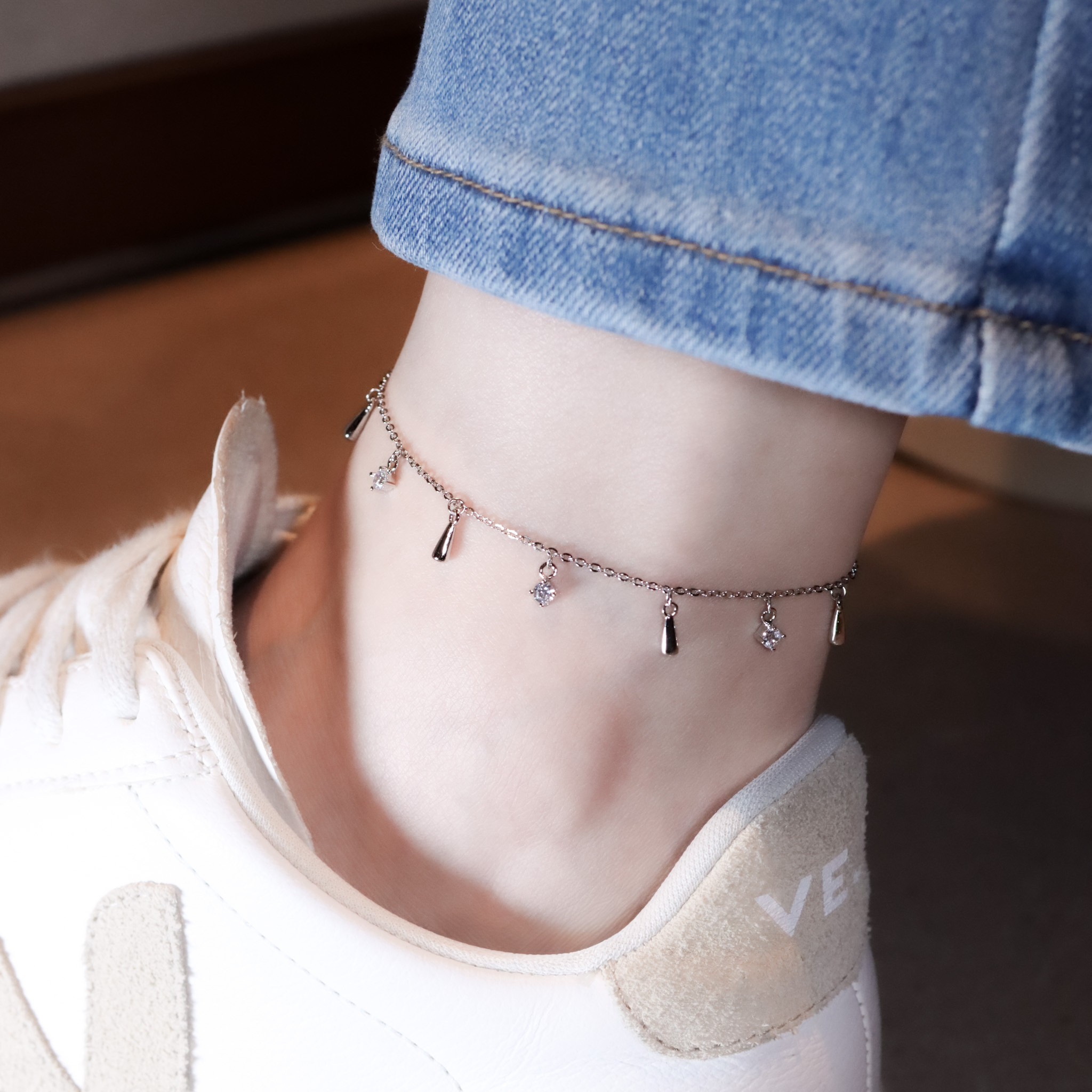 | 925純銀・白金 | 一起走每一步腳鏈 | AN0138 |