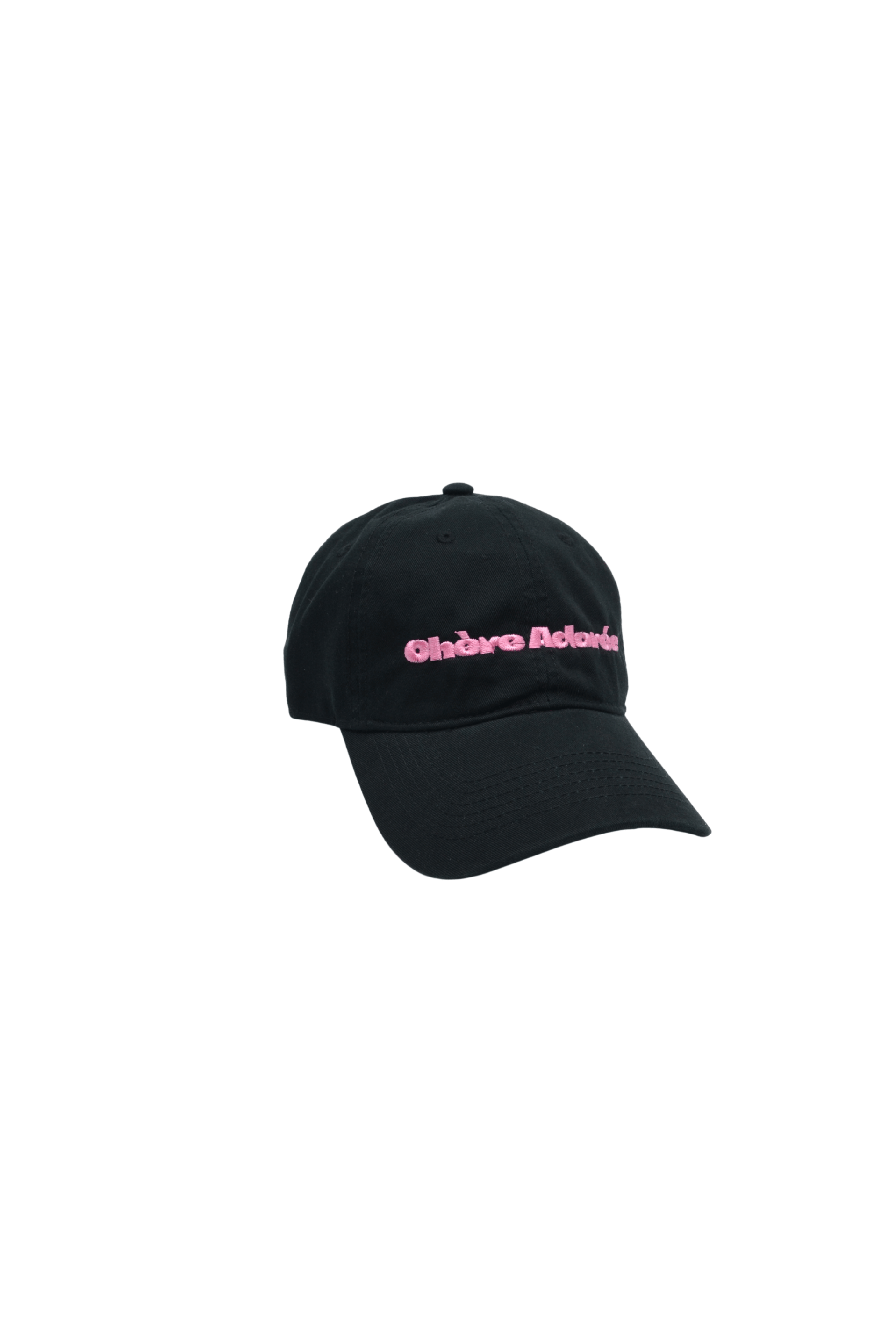 斜紋亮面刺繡帽－Pink